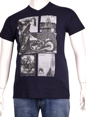 V  Yaka Baskılı T-Shirt (BKT0282)