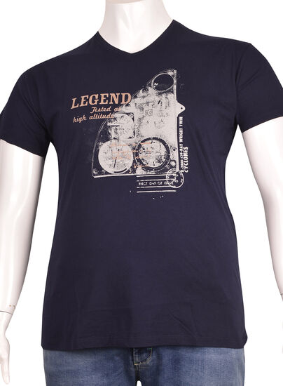 V  Yaka Baskılı T-Shirt (BKT0291) - 1